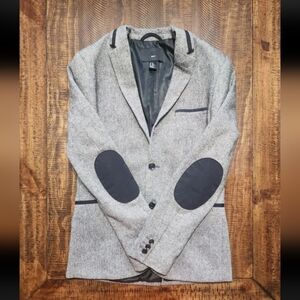H&M Gray Blazer with Black Elbow Patches